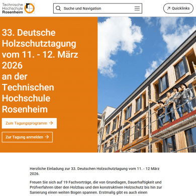 33. Deutsche Holzschutztagung an der Technischen Hochschule Rosenheim