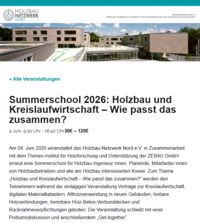 Summerschool Holzbau und Kreislaufwirtschaft