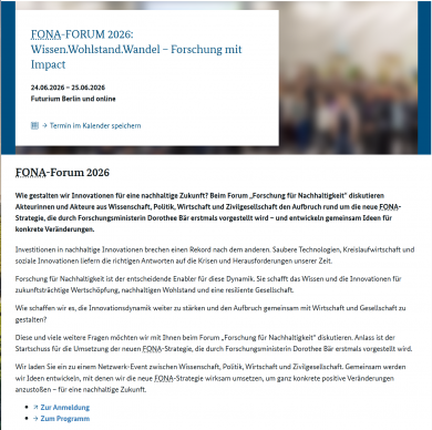 FONA-FORUM 2026: Wissen.Wohlstand.Wandel – Forschung mit Impact