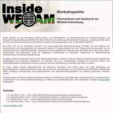 Inside WEHAM Workshopreihe der Waldentwicklungs- und Holzaufkommensmodellierung WEHAM.